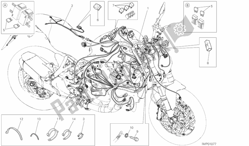 Todas as partes de Chicote De Fiação do Ducati Monster 821 Thailand 2020